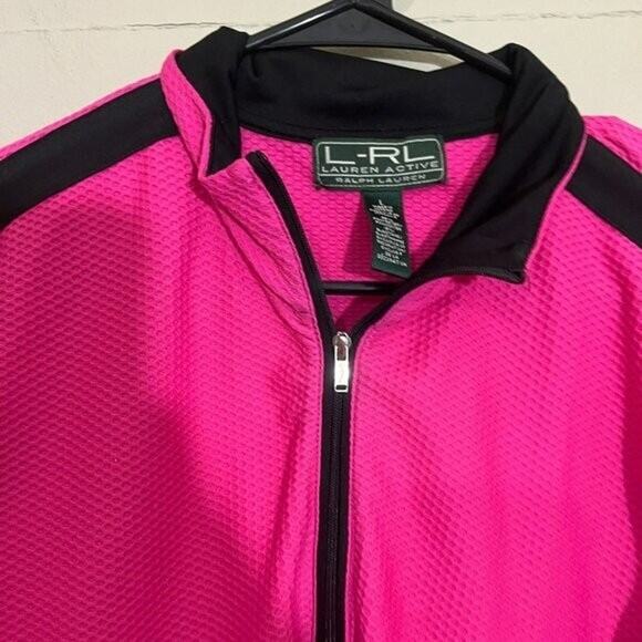 Lauren Ralph Lauren Active Pink Textured Quarter Zip Pullover SZ L - Picture 5 of 6